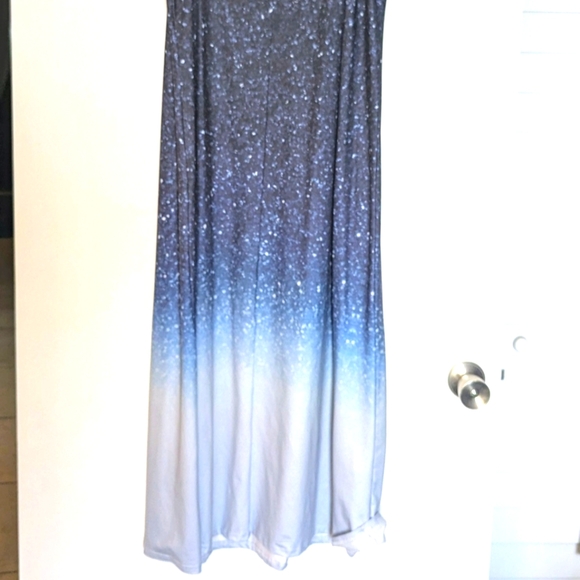 2/$10 Elegant Blue and White Sleeveless Long Dress - Picture 2 of 7
